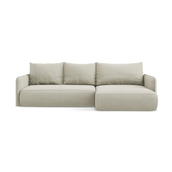 Krémovobiela rozkladacia/s úložným priestorom rohová pohovka (pravý roh) Nanea – Makamii