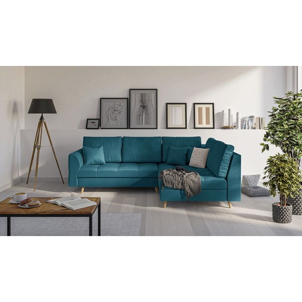 Tyrkysovomodrá rohová pohovka (pravý roh) Ariella - Ropez-image-1