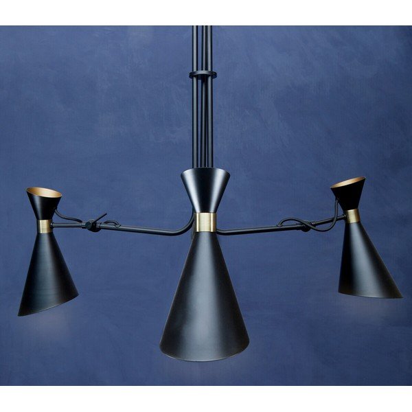 Čierne/v zlatej farbe kovové závesné svietidlo s kovovým tienidlom Linox – Premier Housewares-image-1