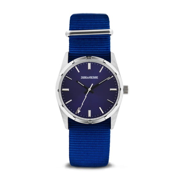 Modré unisex hodinky s nylonovým remienkom Zadig & Voltaire
