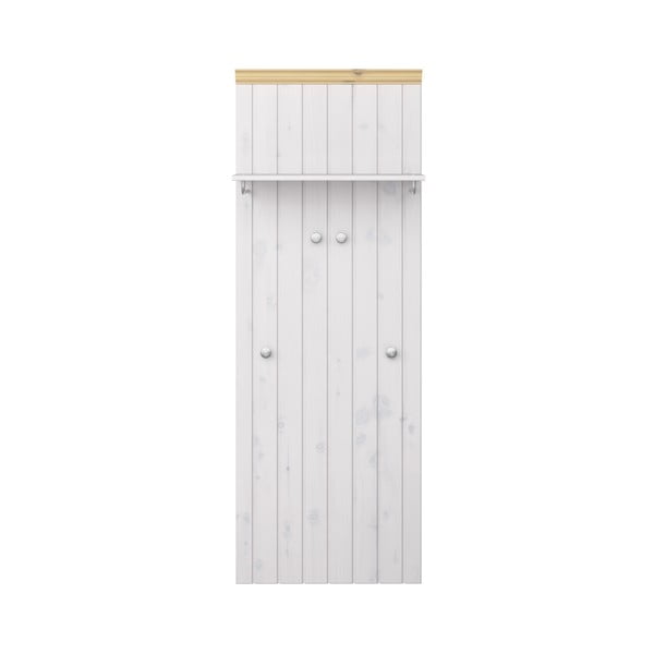 Mliečnebiely nástenný vešiak z borovicového dreva Steens Monaco, 52 × 145 cm