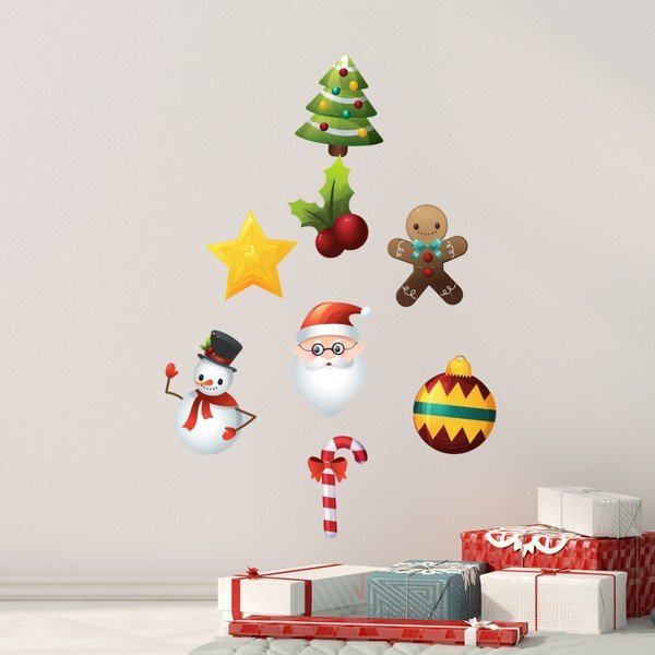 Sada 9 vianočných samolepiek Ambiance Santa Claus and Snowmen-image-1