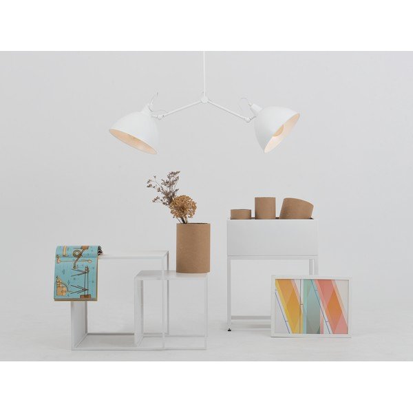 Biele závesné svietidlo s kovovým tienidlom 104x104 cm Coben - CustomForm-image-2