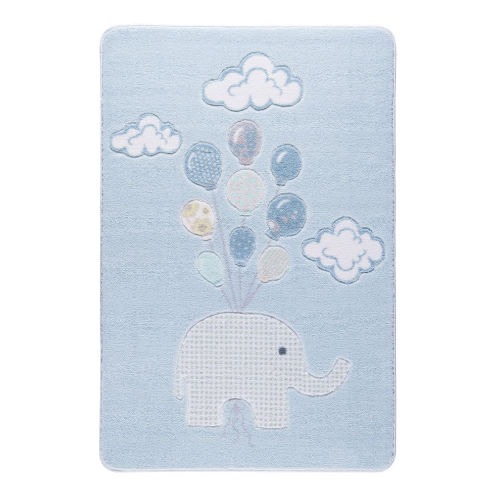 Detský svetlomodrý koberec Conceptum Hypnose Sweet Elephant Azul, 133 × 190 cm