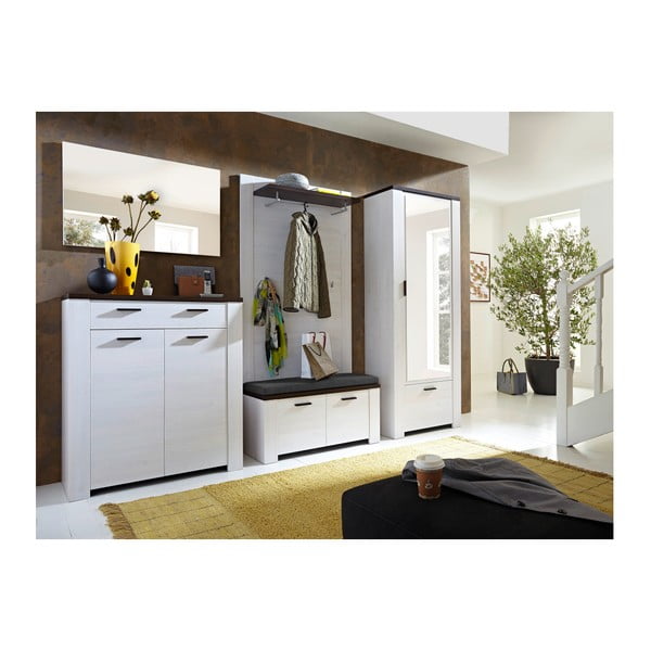 Biela zrkadlová skriňa s detailmi v dekore tmavolakovaného dubového dreva Germania Havanna-image-1