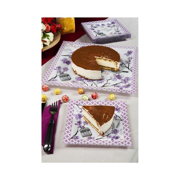 Bielo-fialová sada 6 dezertných tanierikov a taniera na tortu Mezzo-image-2