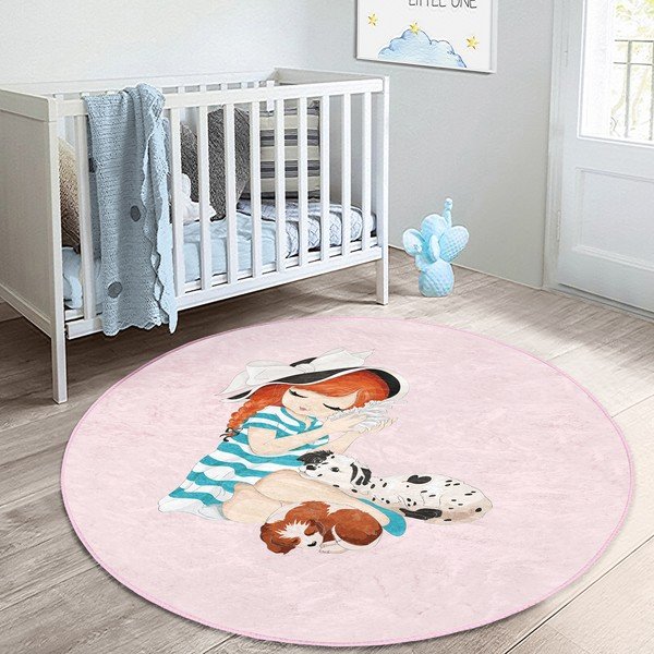 Ružový detský koberec ø 120 cm Comfort – Mila Home-image-4