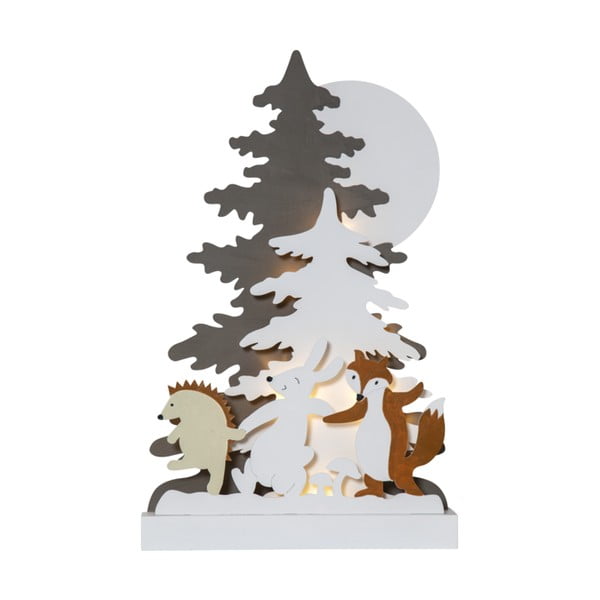 Vianočná drevená svetelná LED dekorácia Star Trading Forest Friends, výška 44 cm
