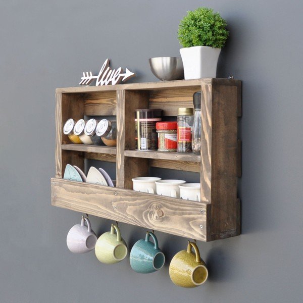 Drevená nástenná polica s háčikmi Ayako-image-3