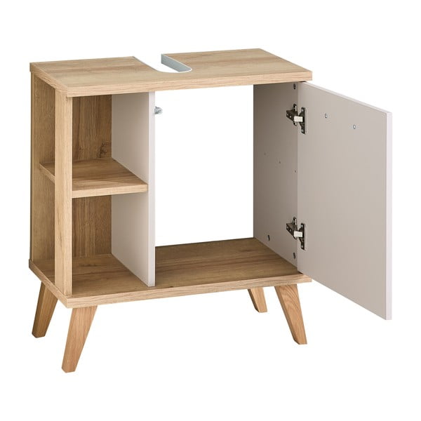 Krémová skrinka pod umývadlo v dekore duba 60,5x65 cm Quickset 966 – Pelipal-image-2