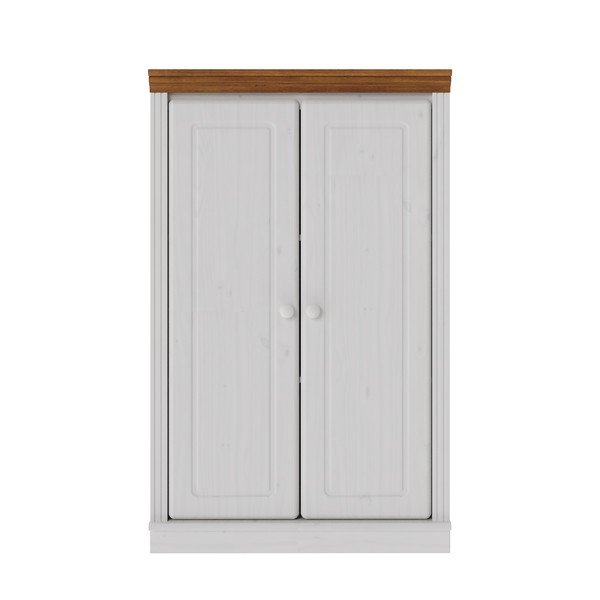 Biela/jantárová skrinka z borovicového dreva 74x118x35 cm Anita – Støraa