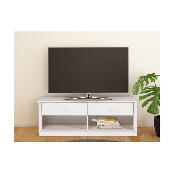 Biely TV stolík z borovicového dreva 137x47 cm Anita – Støraa-image-1
