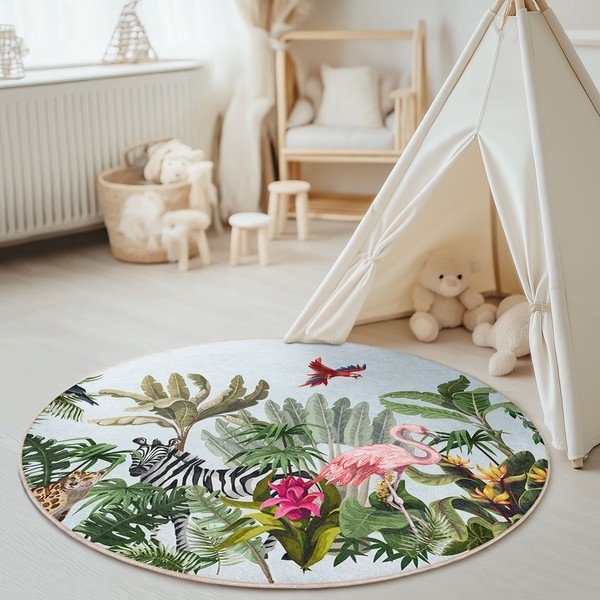 Prateľný detský koberec ø100 cm Jungle – Mila Home-image-2