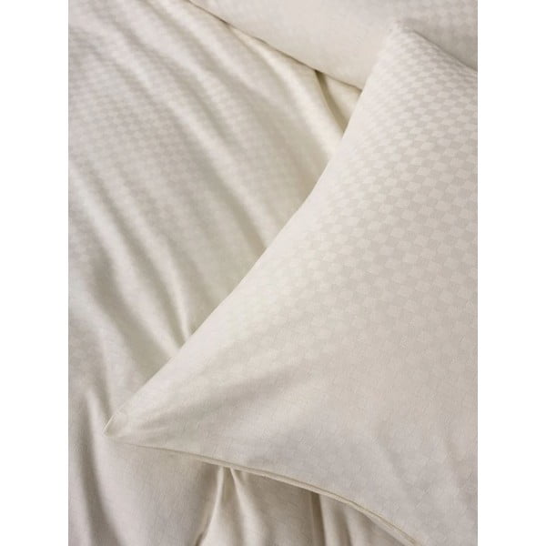Béžové obliečky na jednolôžko z bavlny Renforcé 140x200 cm Checkered – Mila Home Luxury-image-3