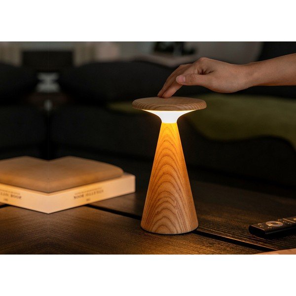 LED stolová lampa v prírodnej farbe s dreveným tienidlom (výška 21 cm) Sylva – Gingko-image-2