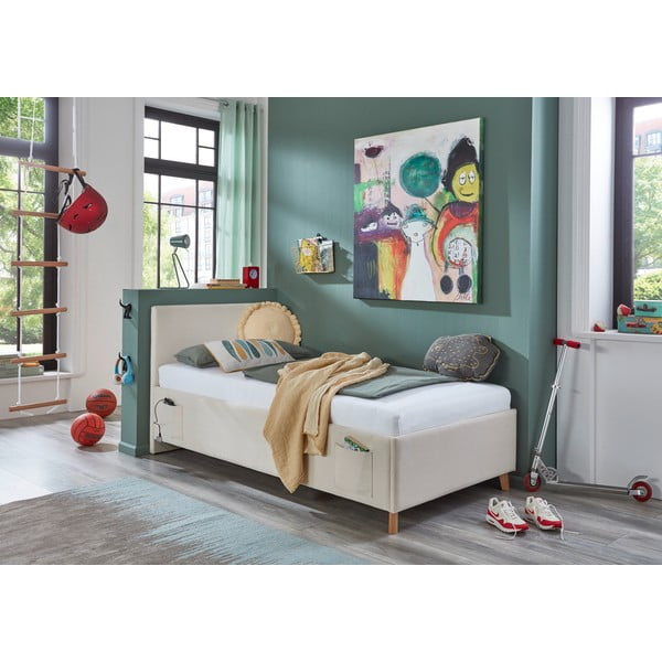 Béžová čalúnená detská posteľ s úložným priestorom s roštom 120x200 cm Cool – Meise Möbel-image-1