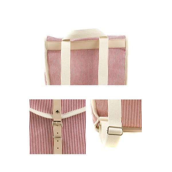 Červeno-biely batoh s béžovým detailom Mödernaked Red Stripe Heap-image-2