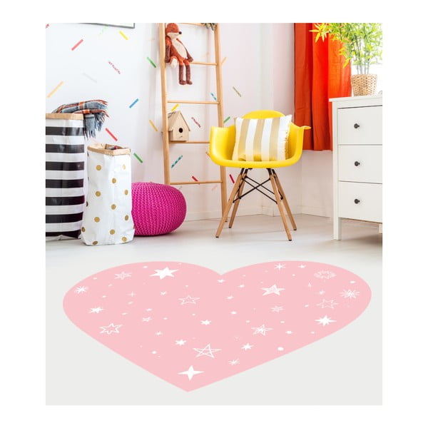 Ružový detský koberec Floorart Heart, 43 x 50 cm