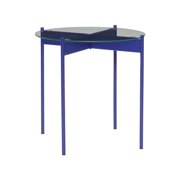 Okrúhly odkladací stolík so sklenenou doskou ø 45 cm Beam – Hübsch