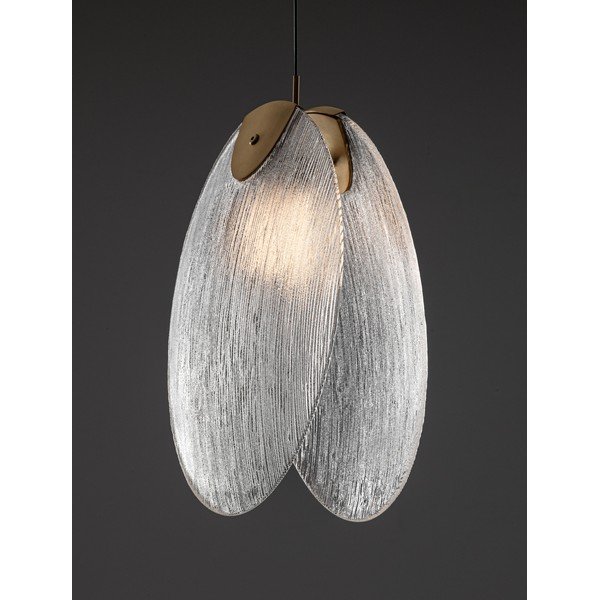 Oceľové LED závesné svietidlo v mosadznej farbe so skleneným tienidlom Shelina – Nova Luce-image-1
