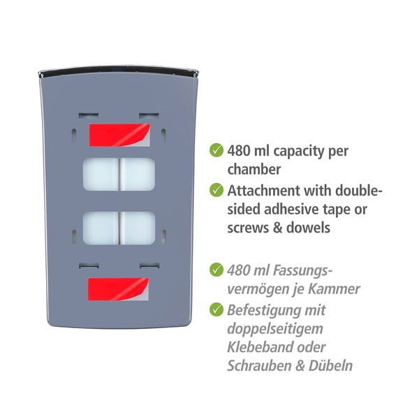 Biely nástenný plastový dávkovač mydla 0.96 l Tartas - Wenko-image-3