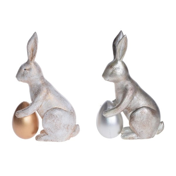 Sada 2 dekoratívnych sošiek Ewax Shiny Rabbit