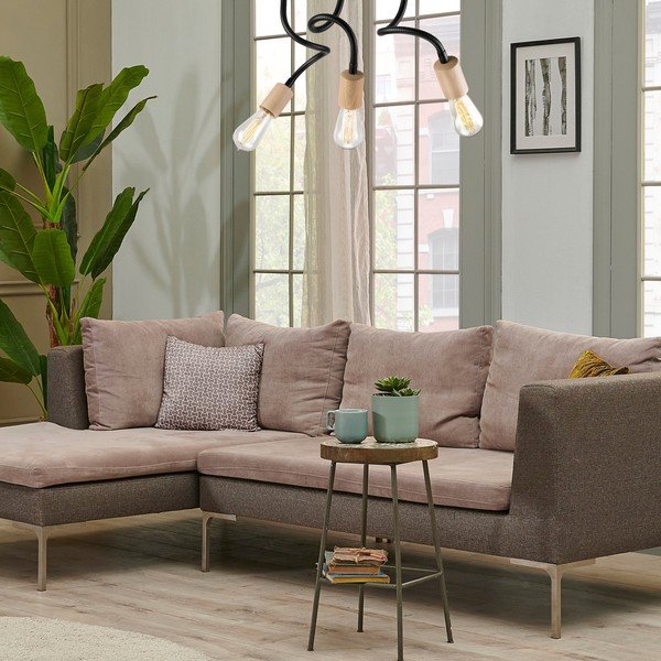 Čierne/v prírodnej farbe stropné svietidlo - LAMKUR-image-2