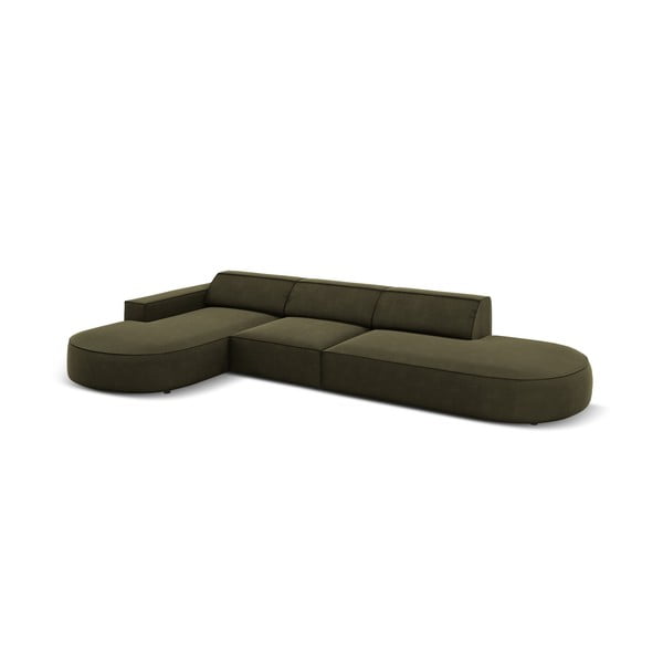 Zelená zamatová rohová pohovka (ľavý roh) Jodie - Micadoni Home-image-3