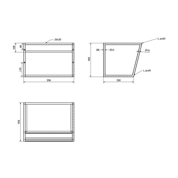 Biely/čierny oceľový závesný podstavec pod umývadlo 60x40 cm Ska – Sapho-image-3