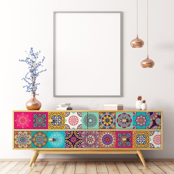Sada 24 samolepiek na nábytok Ambiance Tiles Stickers For Furniture Coralina, 20 × 20 cm