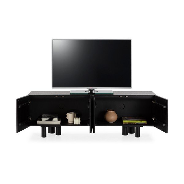 Čierny TV stolík z mangového dreva 160x55x40 cm Tamira – MOME-image-2