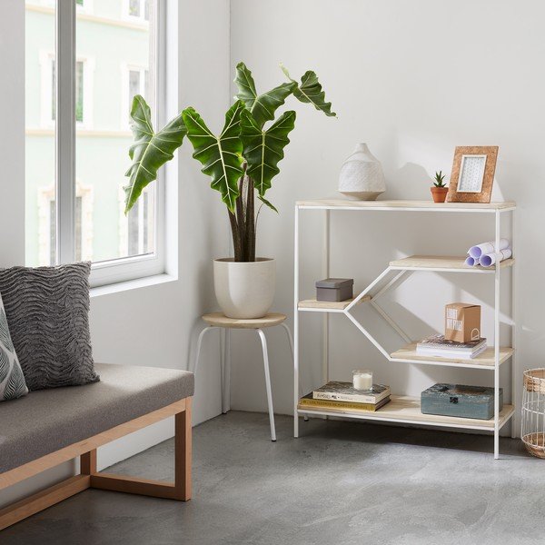 Biela kovová stolička so sedákom z mangového dreva Kave Home Nax-image-3