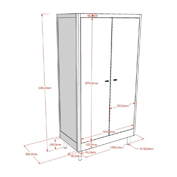 Biela detská šatníková skriňa z bukového dreva 100x190x55 cm Forrest – Vipack-image-2