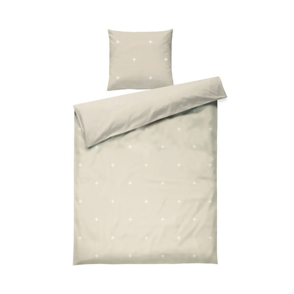 Béžové obliečky na jednolôžko z bavlneného perkálu 140x200 cm Christmas Fable – JUNA