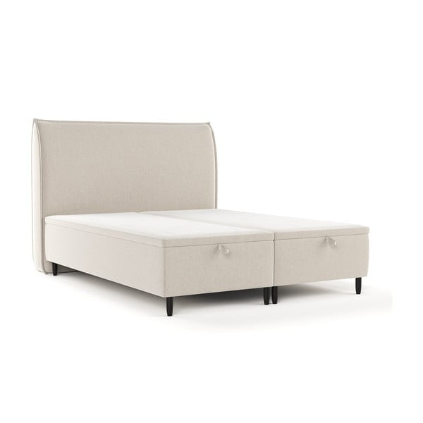 Béžová čalúnená dvojlôžková posteľ s úložným priestorom 180x200 cm Pearl – Maison de Rêve