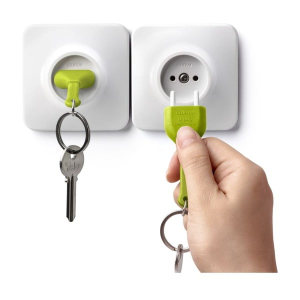 Vešiačik na kľúče so zelenou kľúčenkou Qualy UnPlug