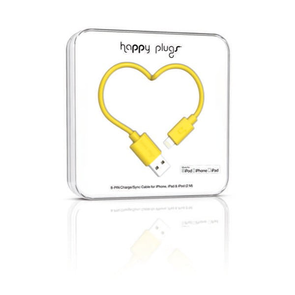 Žltý Happy Plugs nabíjací a dátový kábel, 2 metre