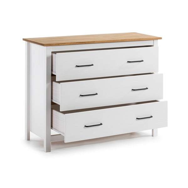 Biela nízka komoda z borovicového dreva 100x80 cm Miranda – Marckeric-image-3