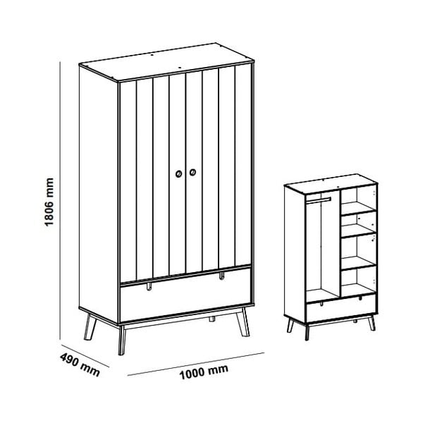 Zelená detská šatníková skriňa s nohami z borovicového dreva Marckeric Kiara-image-4