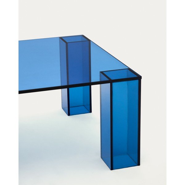 Modrý sklenený konferenčný stolík 60x140 cm Adularia – Kave Home-image-4