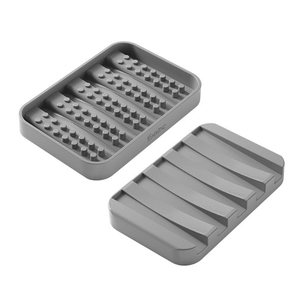 Sivá plastová nádobka na mydlo Gravity – Metaltex