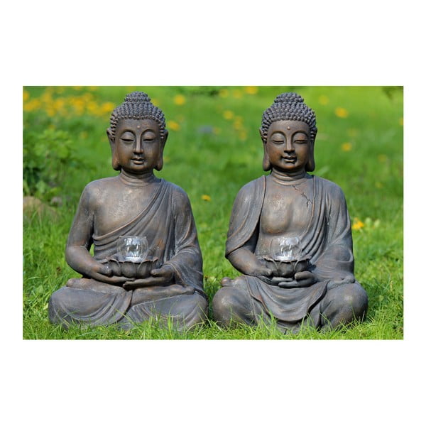 Sada 2 svietnikov  Boltze Buddha, výška 61 cm