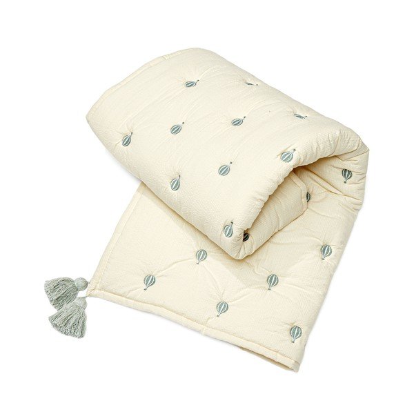 Svetložltá/modrá prešívaná detská deka z Bio bavlny 90x120 cm Balloon – Cam Cam Copenhagen