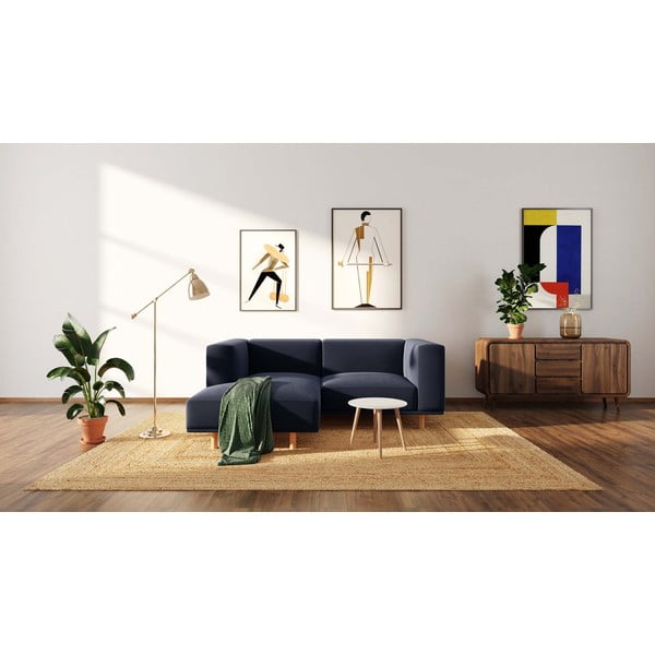 Tmavomodrá zamatová rohová pohovka (ľavý roh) Kukumo – Ame Yens-image-1