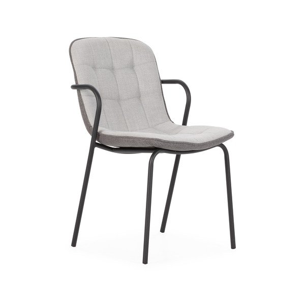 Svetlosivá čalúnená jedálenská stolička s podrúčkami Angie – Marckeric