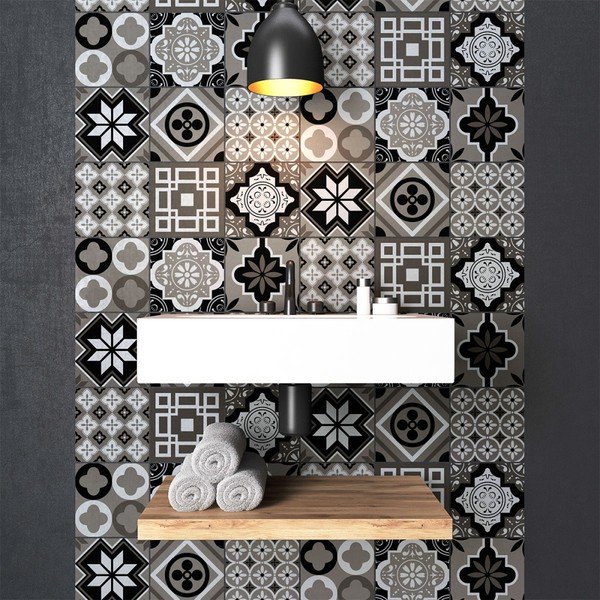 Sada 9 nástenných samolepiek Ambiance Cement Tiles Charltina, 10 x 10 cm-image-2