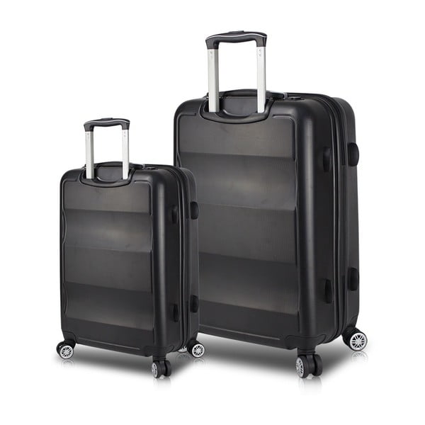 Sada 2 čiernych cestovných kufrov na kolieskach s USB porty My Valice LASSO Cabin & Large