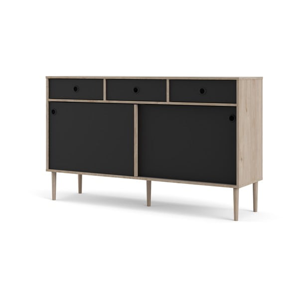 Čierna komoda s rámom v dubovom dekore Tvilum Rome, 147 x 88 cm-image-2