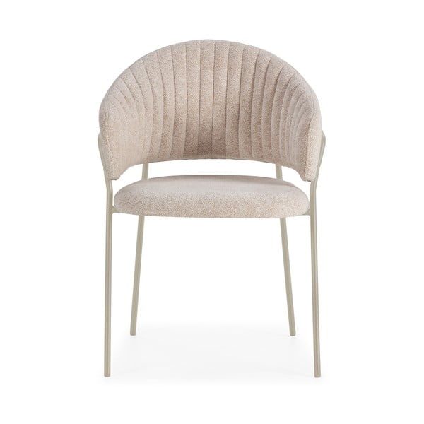 Béžové čalúnené jedálenské kreslá v súprave s podrúčkami 2 ks Leticia – Marckeric-image-2