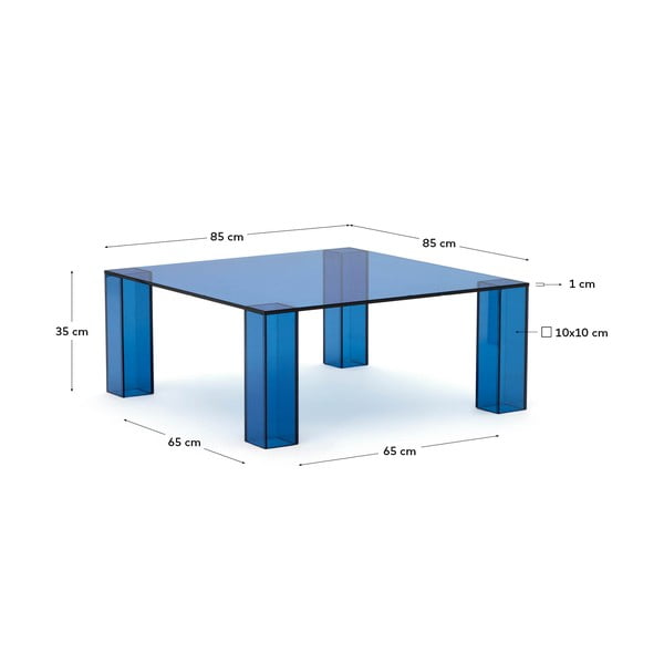Modrý sklenený konferenčný stolík 85x85 cm Adularia – Kave Home-image-4